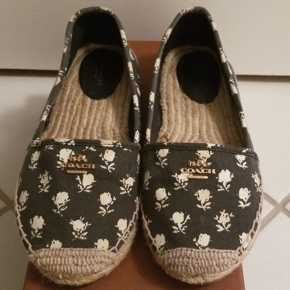 COACH Black Size 8.5 Rhodelle Calico Canvas Shoes - Picture 1 of 8